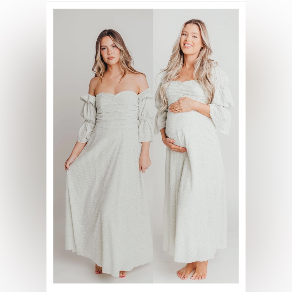 Worth Collective Corrine Tiered Sleeve Maxi Dress with Pockets in Mint - Picture 3 of 7